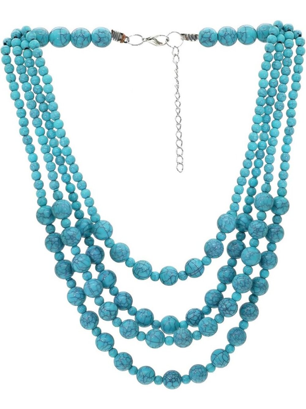 Multi-Strand Navajo Pearl Necklace - Boho Vintage Choker with Turquoise Accents